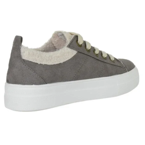 Soda Flat Women Shoes Lace Up Loafers Sneakers Fur Flatform ENDEAR-G gray - Picture 3 of 5